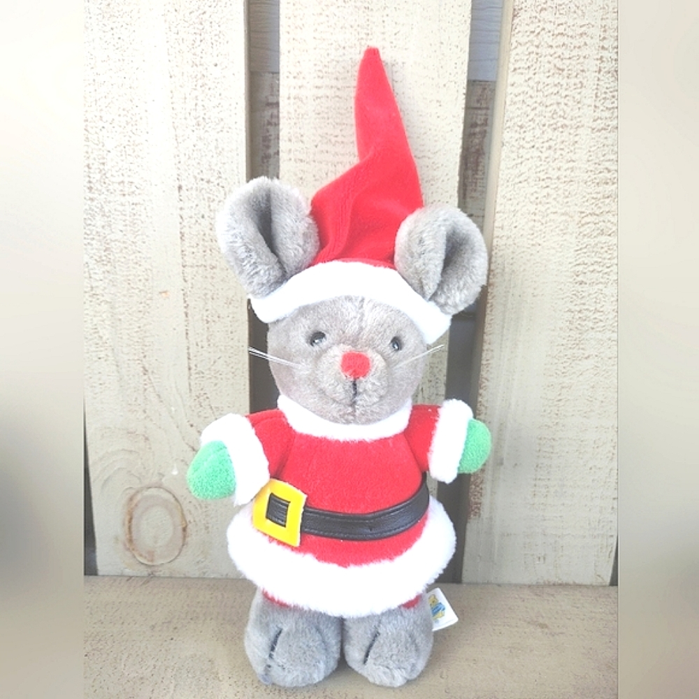 Dakin Christmas Mouse 9" Stuffed Animal Vintage 1985 Santa Holiday